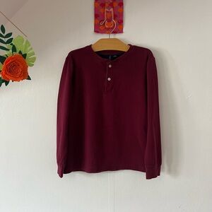 EUC Janie and Jack boys Burgandy Maroon 2 button Henley sz 8